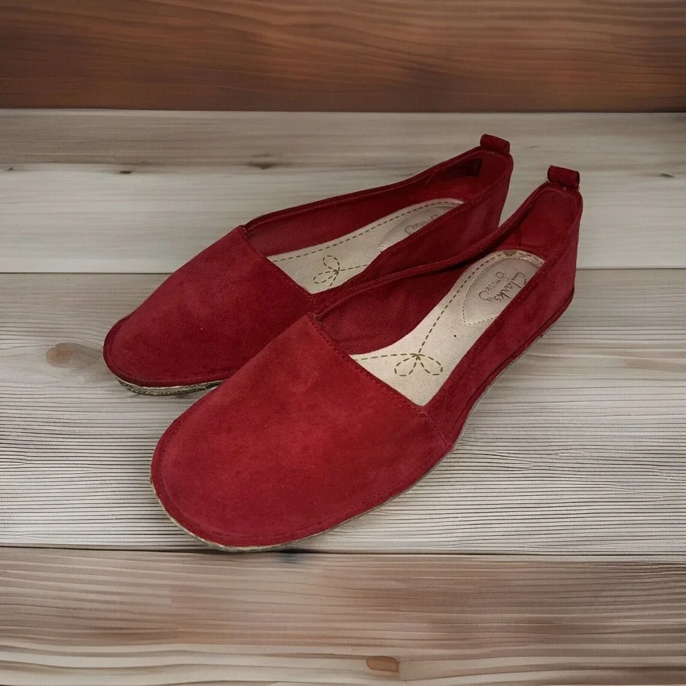 Clarks Collection Slip On Sumerset Women's Espadrilles Red Suede Size 8